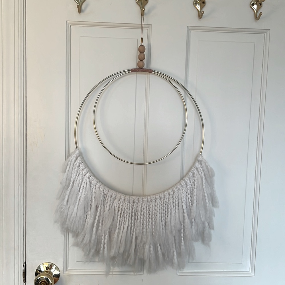 Anthropologie dream catcher white and gold
